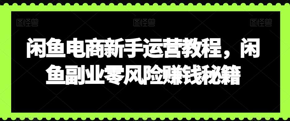 闲鱼电商新手运营教程，闲鱼副业零风险赚钱秘籍-讯领网创