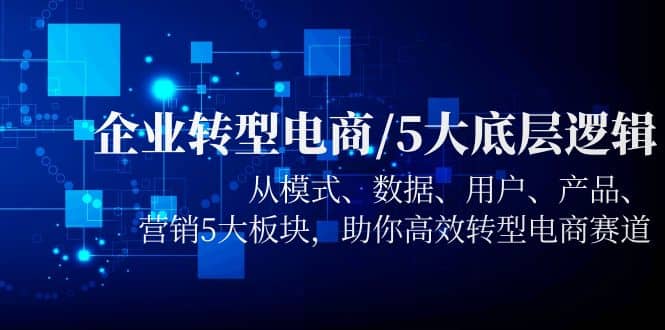 企业转型电商/5大底层逻辑，从模式 数据 用户 产品 营销5大板块，高效转型-讯领网创