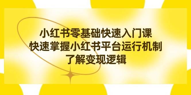 小红书0基础快速入门课，快速掌握小红书平台运行机制，了解变现逻辑-讯领网创