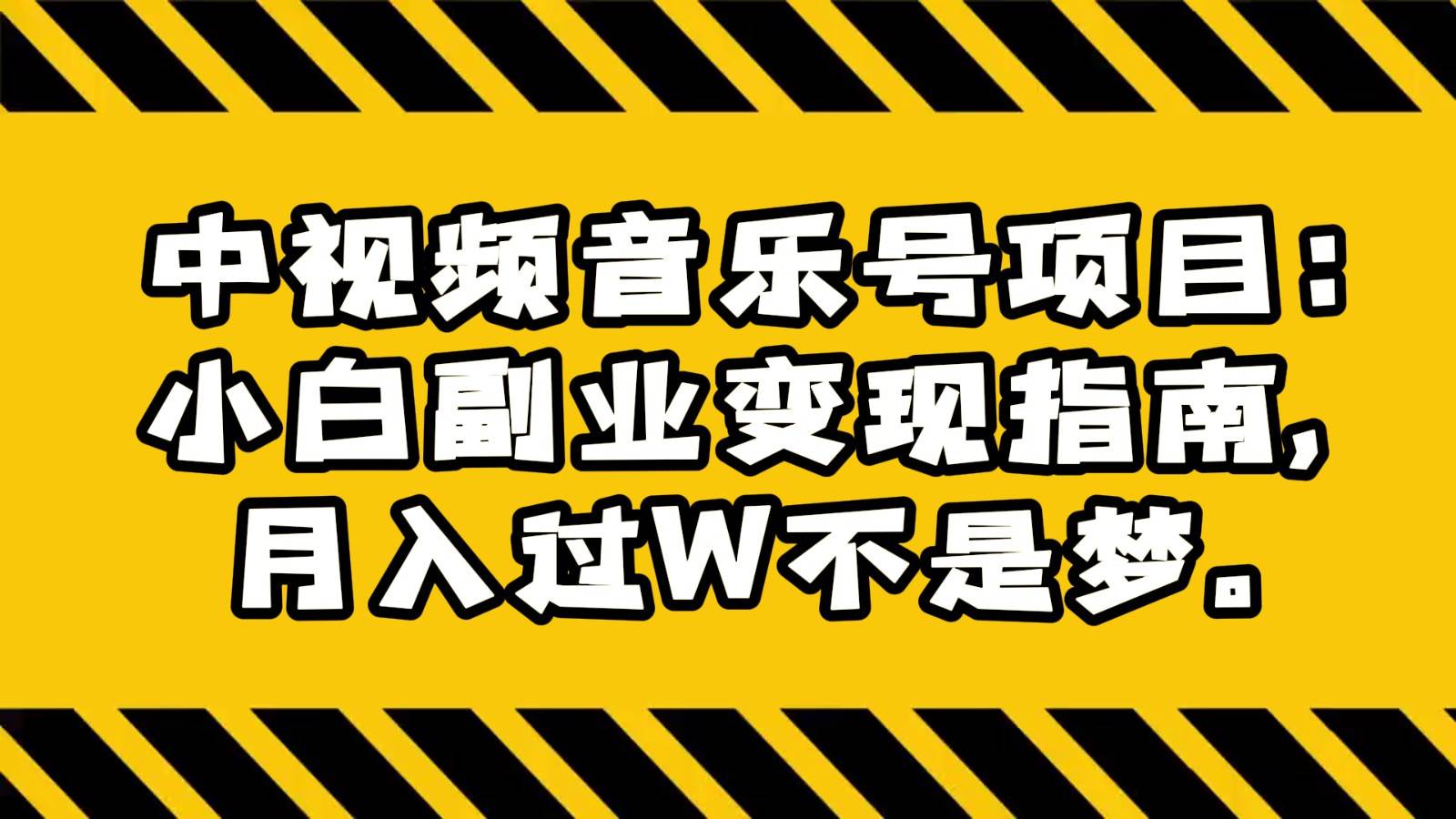 中视频音乐号项目：小白副业变现指南，月入过W不是梦。-讯领网创