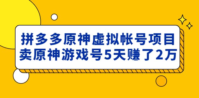 外面卖2980的拼多多原神虚拟帐号项目-讯领网创