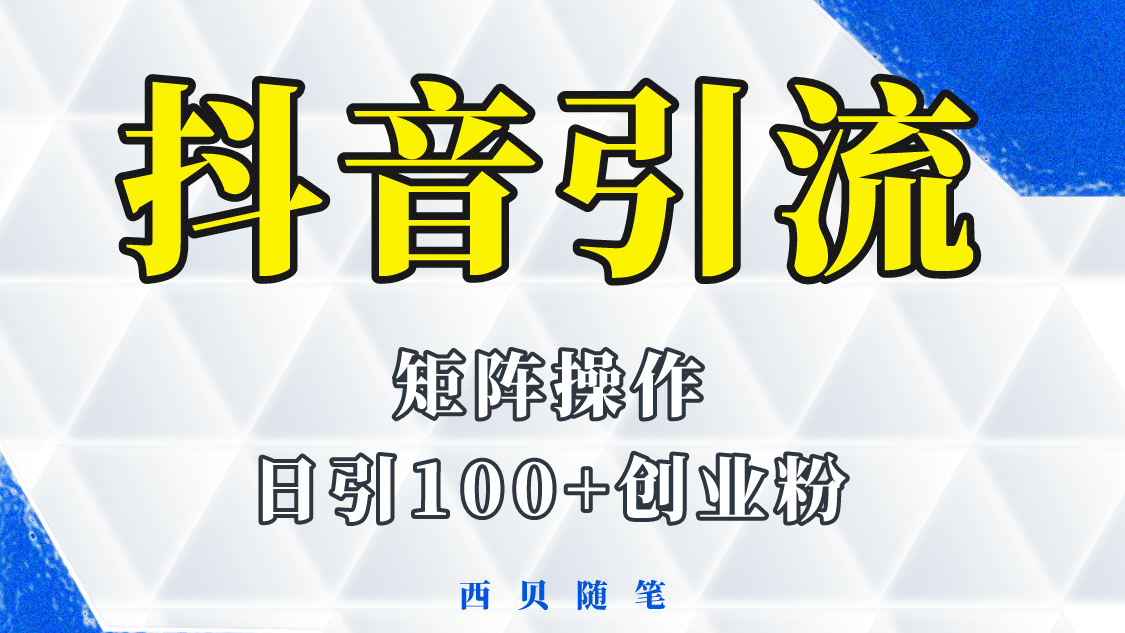 抖音引流术，矩阵操作，一天能引100多创业粉-讯领网创