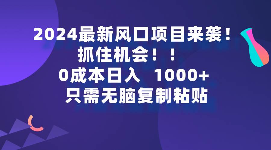 （9899期）2024最新风口项目来袭，抓住机会，0成本一部手机日入1000+，只需无脑复…-讯领网创