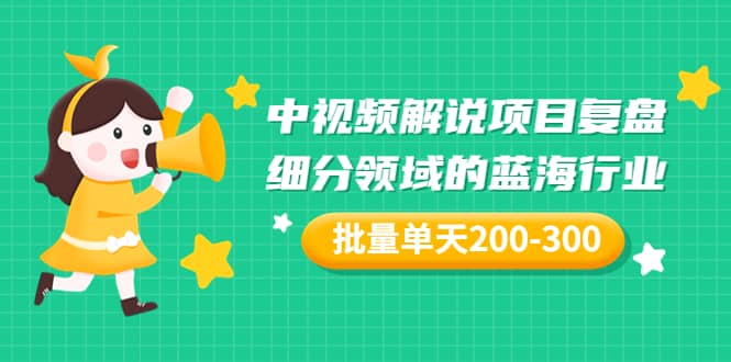 某付费文章：中视频解说项目复盘：细分领域的蓝海行业 批量单天200-300收益-讯领网创