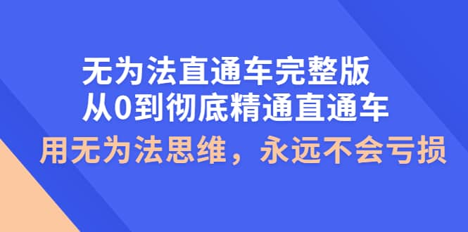 无为法直通车完整版：从0到彻底精通直通车，用无为法思维，永远不会亏损-讯领网创