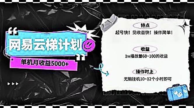 （10389期）2024网易云云梯计划 单机日300+ 无脑月入5000+-讯领网创