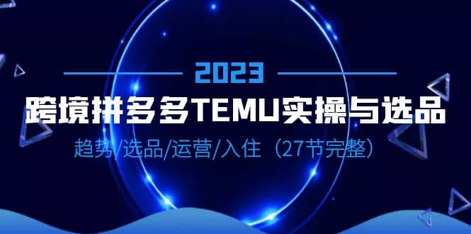 2023跨境·拼多多·TEMU实操与选品，趋势·选品·运营·入住（27节完整）-讯领网创