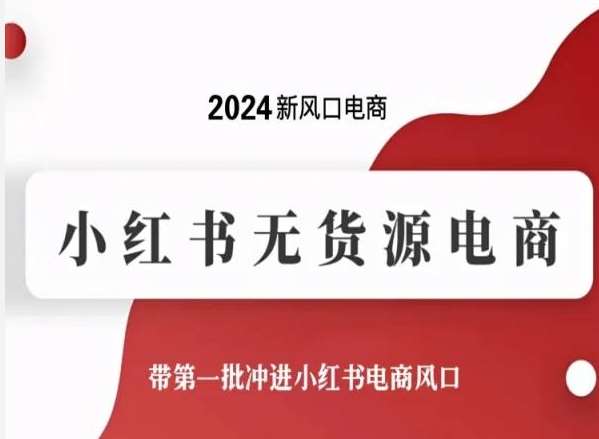 2024新风口电商，小红书无货源电商，带第一批冲进小红书电商风口-讯领网创