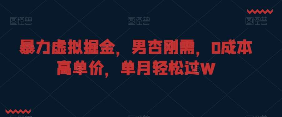 暴力虚拟掘金，男杏刚需，0成本高单价，单月轻松过W【揭秘】-讯领网创