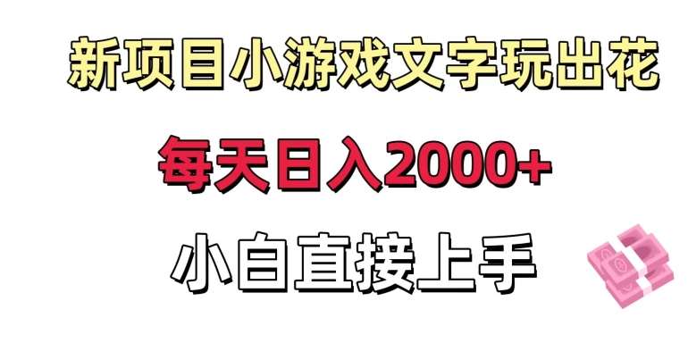 新项目小游戏文字玩出花日入2000+，每天只需一小时，小白直接上手【揭秘】-讯领网创