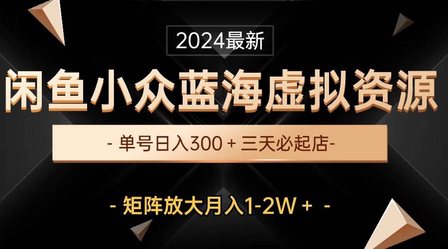 最新闲鱼小众蓝海虚拟资源，单号日入300＋，三天必起店，矩阵放大月入1-2W-讯领网创