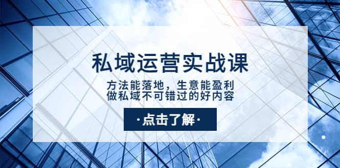 私域运营实战课：方法能落地，生意能盈利，做私域不可错过的好内容-讯领网创