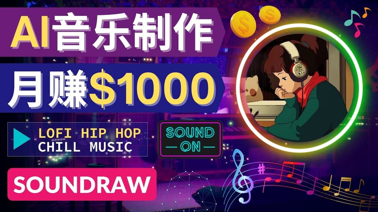 无需任何音乐基础： 使用AI软件制作Lofi Hip Hop Chill Music 月赚1000美元-讯领网创