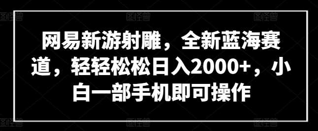 网易新游射雕，全新蓝海赛道，轻轻松松日入2000+，小白一部手机即可操作【揭秘】-讯领网创