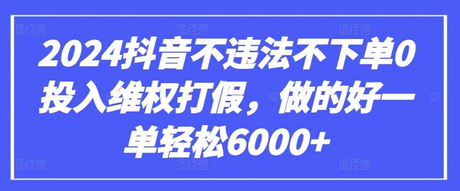 2024抖音不违法不下单0投入维权打假，做的好一单轻松6000+【仅揭秘】-讯领网创