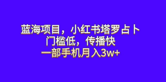 蓝海项目，小红书塔罗占卜，门槛低，传播快，一部手机月入3w+-讯领网创