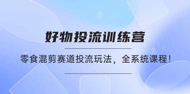 好物推广投流训练营：零食混剪赛道投流玩法，全系统课程-讯领网创