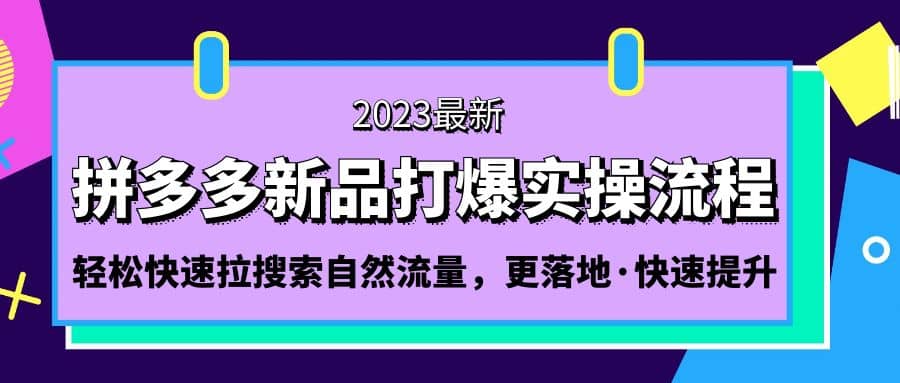 拼多多-新品打爆实操流程：轻松快速拉搜索自然流量，更落地·快速提升-讯领网创