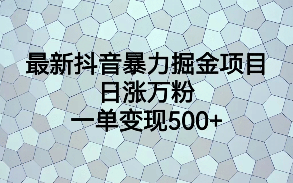 最火热的抖音暴力掘金项目，日涨万粉，多种变现方式，一单变现可达500+-讯领网创