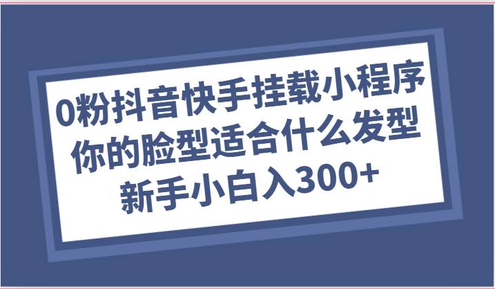 0粉抖音快手挂载小程序，你的脸型适合什么发型玩法，新手小白日入300+-讯领网创