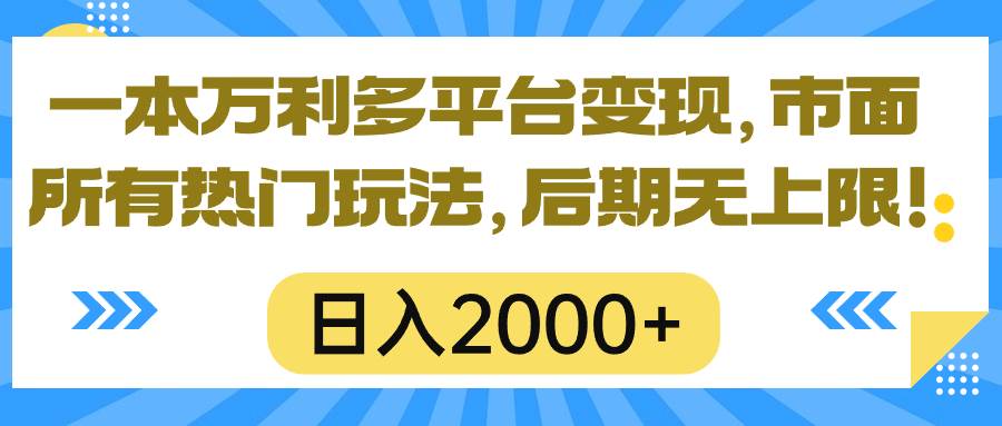 一本万利多平台变现，市面所有热门玩法，日入2000+，后期无上限！-讯领网创