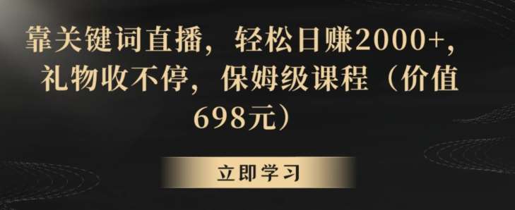 靠关键词直播，轻松日赚2000+，礼物收不停，保姆级课程（价值698元）【揭秘】-讯领网创