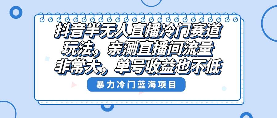 （8667期）抖音半无人直播冷门赛道玩法，直播间流量非常大，单号收益也不低！-讯领网创