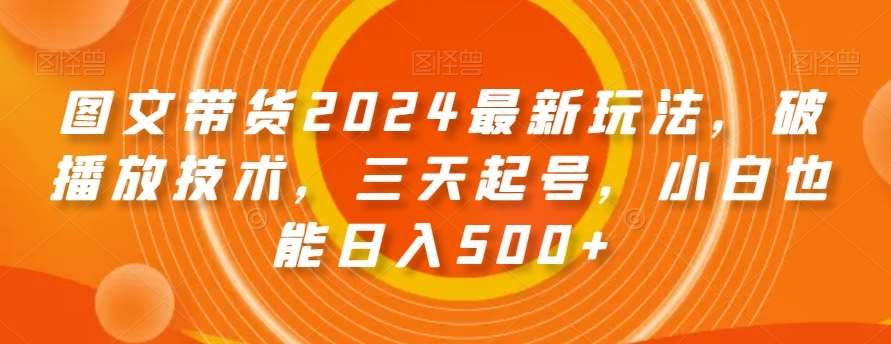 图文带货2024最新玩法，破播放技术，三天起号，小白也能日入500+【揭秘】-讯领网创