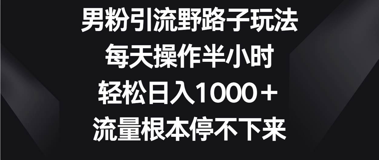 男粉引流野路子玩法，每天操作半小时轻松日入1000＋，流量根本停不下来-讯领网创