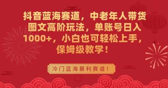 抖音蓝海赛道，中老年人带货图文高阶玩法，单账号日入1000+，小白也可轻松上手，保姆级教学【揭秘】-讯领网创