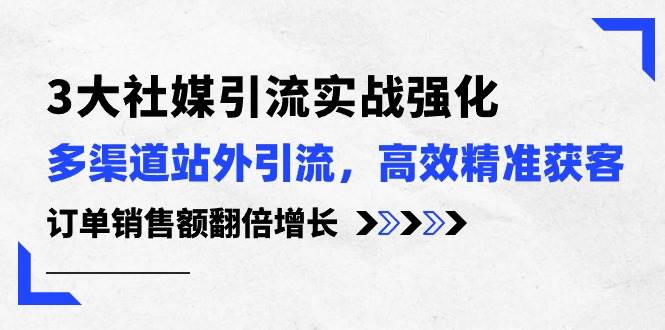 （10563期）3大社媒引流实操强化，多渠道站外引流/高效精准获客/订单销售额翻倍增长-讯领网创