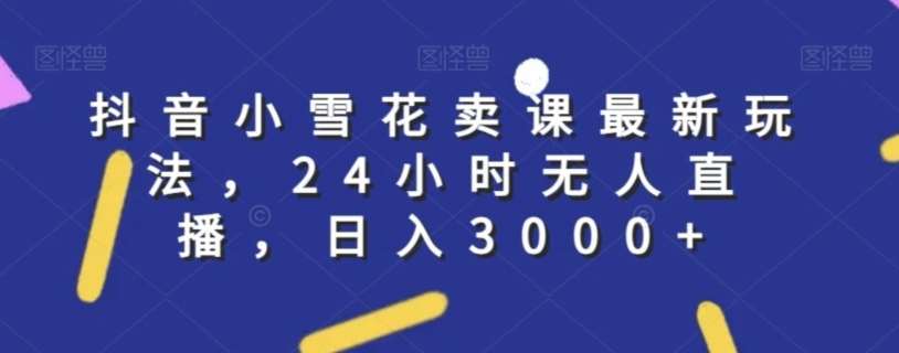 抖音小雪花卖课最新玩法，24小时无人直播，日入3000+【揭秘】-讯领网创