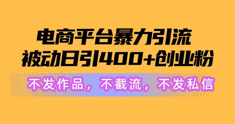 电商平台暴力引流,被动日引400+创业粉不发作品，不截流，不发私信-讯领网创