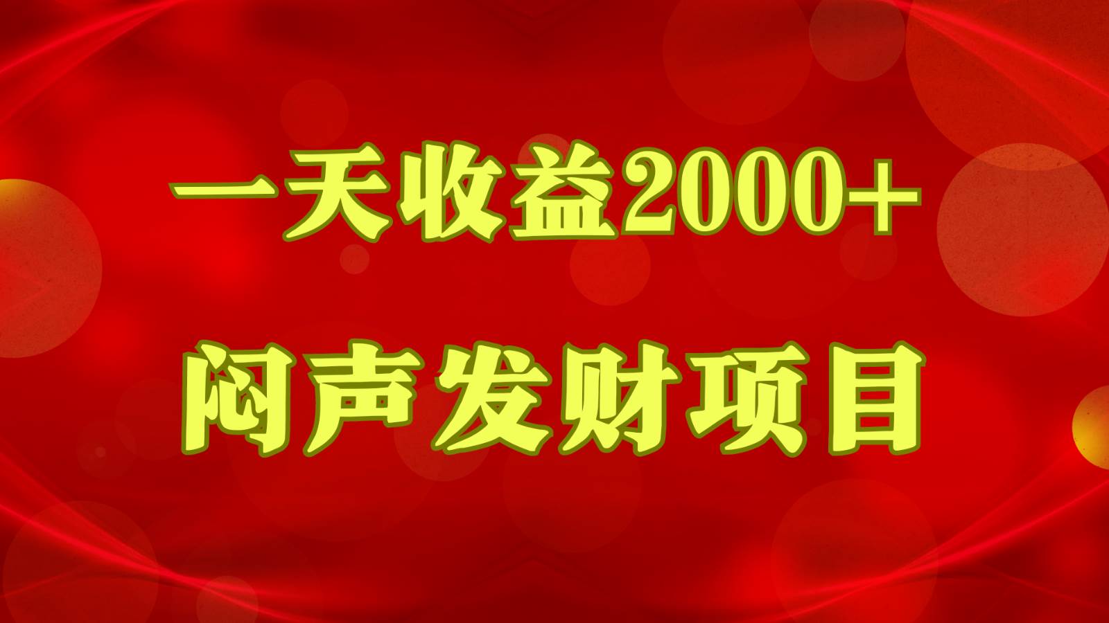 闷声发财，一天收益2000+，到底什么是赚钱，看完你就知道了-讯领网创