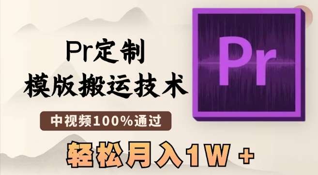 最新Pr定制模版搬运技术，中视频100%通过，几分钟一条视频，轻松月入1W＋【揭秘】-讯领网创