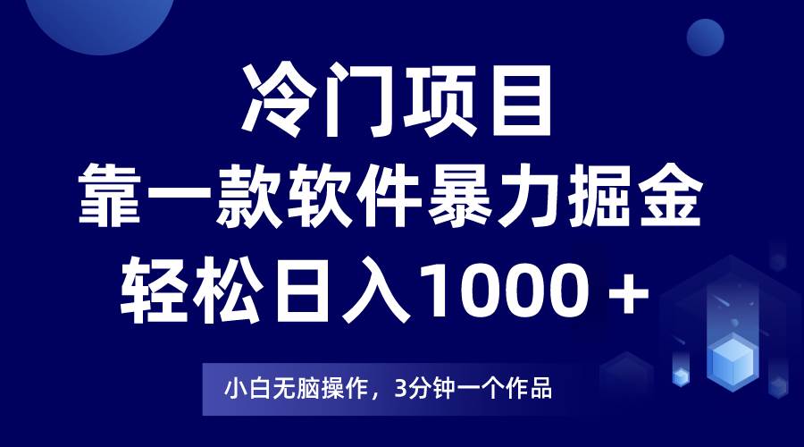 冷门项目，靠一款软件暴力掘金日入1000＋，小白轻松上手第二天见收益-讯领网创