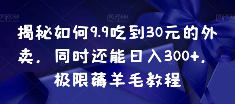 揭秘如何9.9吃到30元的外卖，同时还能日入300+，极限薅羊毛教程-讯领网创