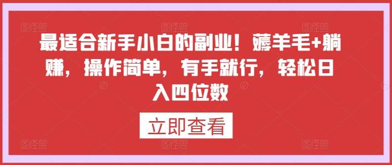 最适合新手小白的副业！薅羊毛+躺赚，操作简单，有手就行，轻松日入四位数【揭秘】-讯领网创