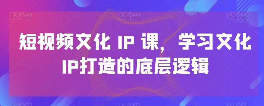 短视频文化IP课，学习文化IP打造的底层逻辑-讯领网创