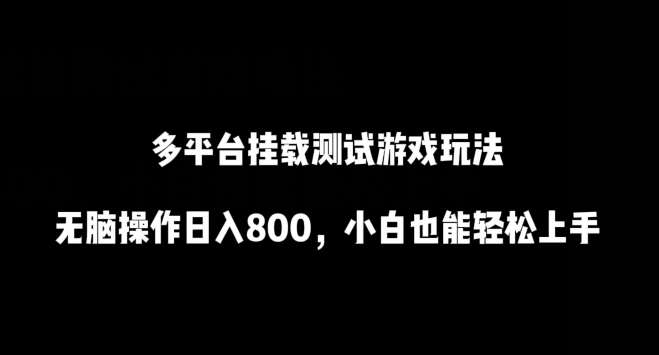 多平台挂载测试游戏玩法，无脑操作日入800，小白也能轻松上手【揭秘】-讯领网创