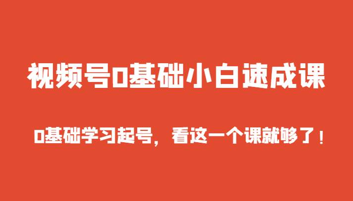 视频号0基础小白速成课，0基础学习起号，看这一个课就够了！-讯领网创