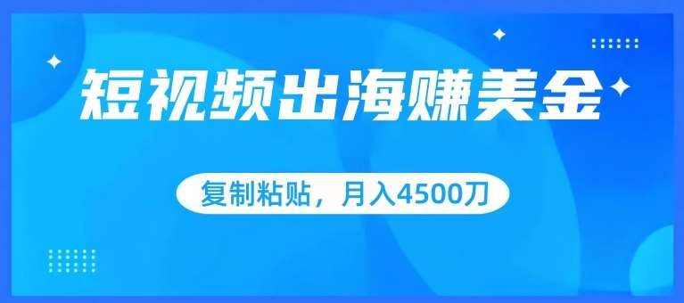 短视频出海赚美金，复制粘贴批量操作，小白轻松掌握，月入4500美刀【揭秘】-讯领网创