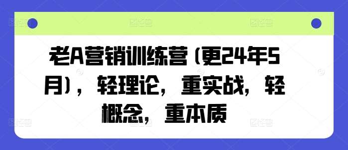 老A营销训练营(更24年5月)，轻理论，重实战，轻概念，重本质-讯领网创