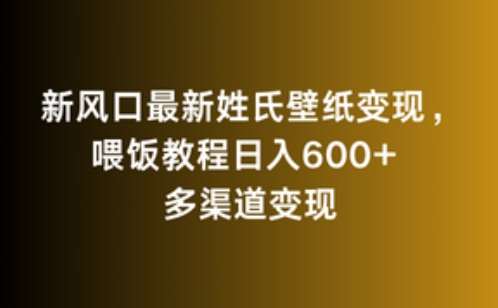 新风口最新姓氏壁纸变现，喂饭教程日入600+【揭秘】-讯领网创