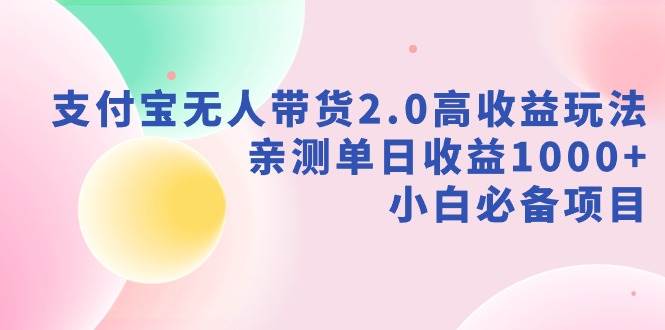 支付宝无人带货2.0高收益玩法，亲测单日收益1000+，小白必备项目-讯领网创