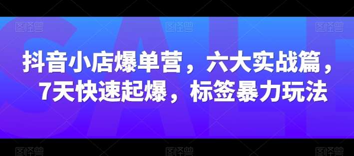 抖音小店爆单营，六大实战篇，7天快速起爆，标签暴力玩法-讯领网创