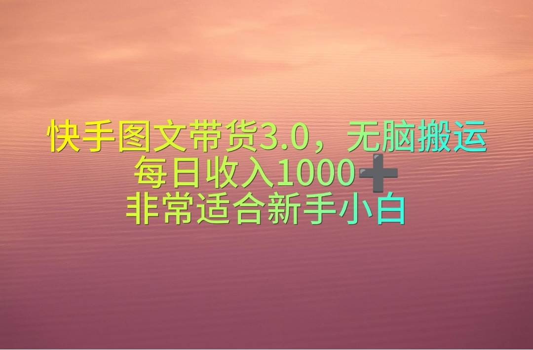 （10252期）快手图文带货3.0，无脑搬运，每日收入1000＋，非常适合新手小白-讯领网创