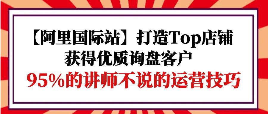 （9976期）【阿里国际站】打造Top店铺-获得优质询盘客户，95%的讲师不说的运营技巧-讯领网创