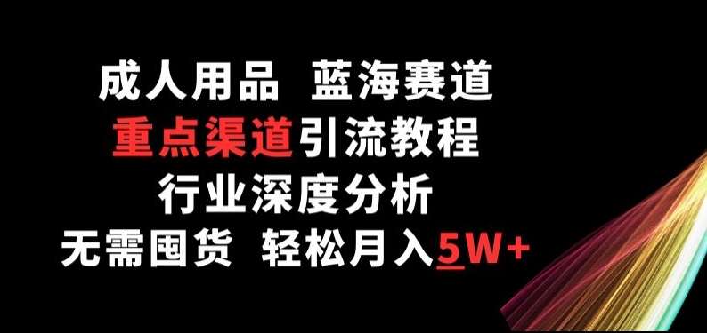 成人用品，蓝海赛道，重点渠道引流教程，行业深度分析，无需囤货，轻松月入5W+【揭秘】-讯领网创