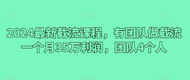 2024最新截流课程，有团队做截流一个月35万利润，团队4个人-讯领网创